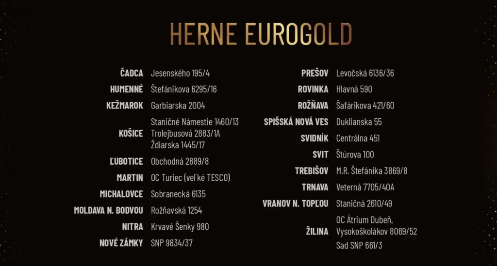 eurogold pobočky