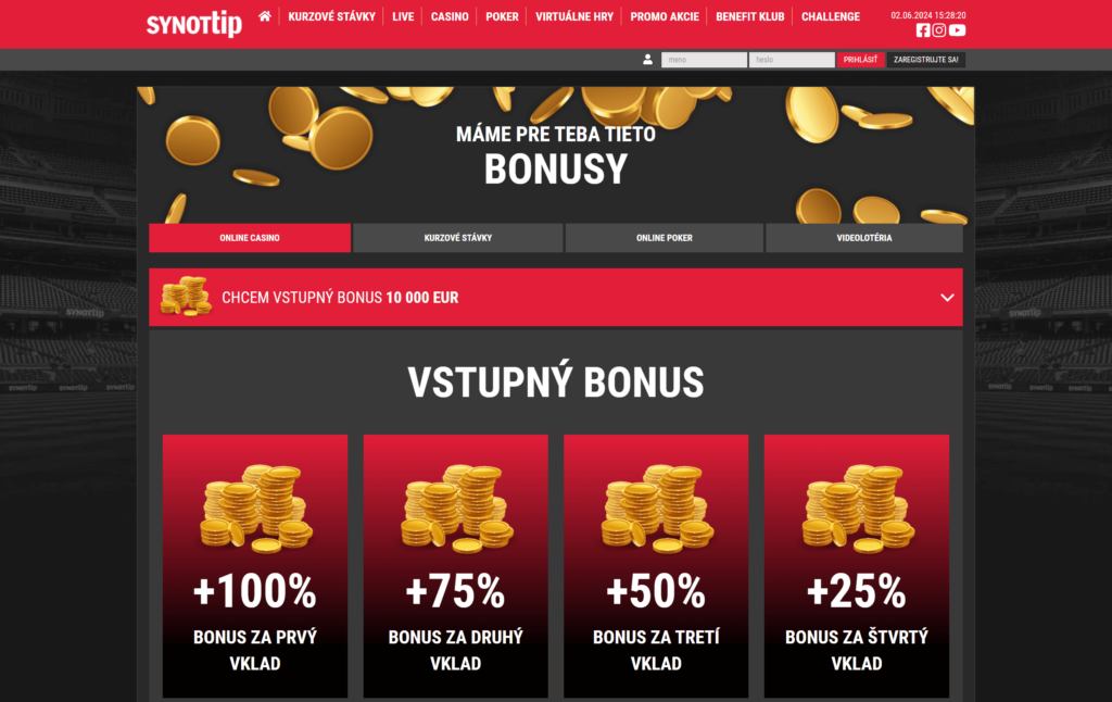 SynotTip Casino bonus za registráciu