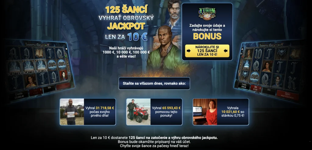 Yukon Gold Casino vstupný bonus