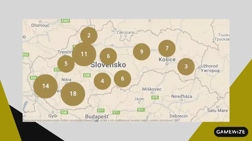 slovmatic pobočky a herne na slovensku mapa