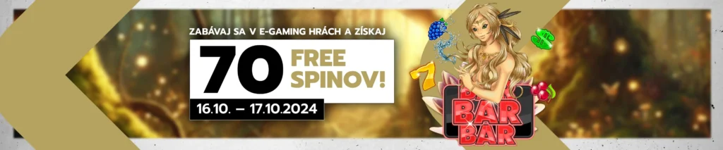 70 free spinov na Egaming hry