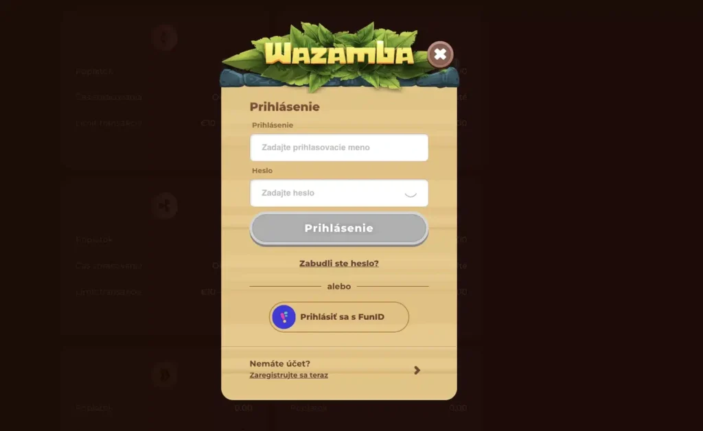 Wazamba Casino prihlásenie - postup