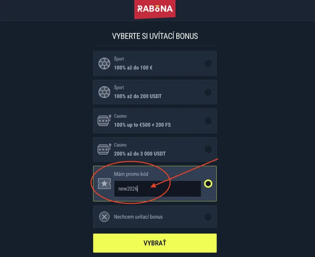 new2026 promokód v Rabona Casino