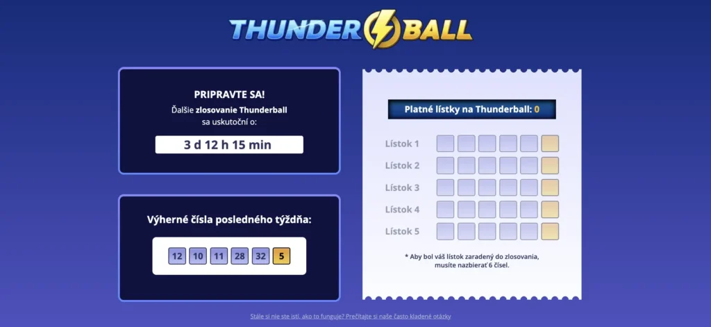 Žrebovanie Thunderball v Casino Classic