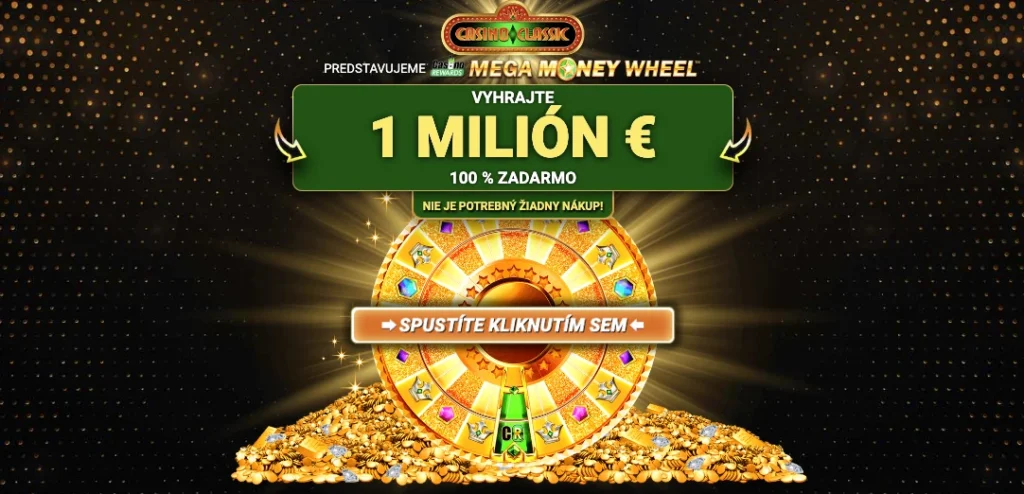 Casino Classic Bonus bez vkladu - výhra 1 milión