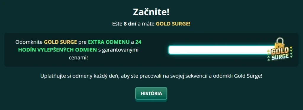 Sekvencie a Gold Surge bonusového vernostného programu