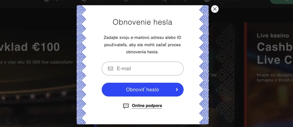 Obnova zabudnutého hesla v LibraBet Casino