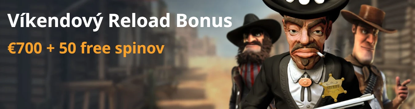 Víkendový bonus - 50% bonus až do 700 € + 50 free spinov