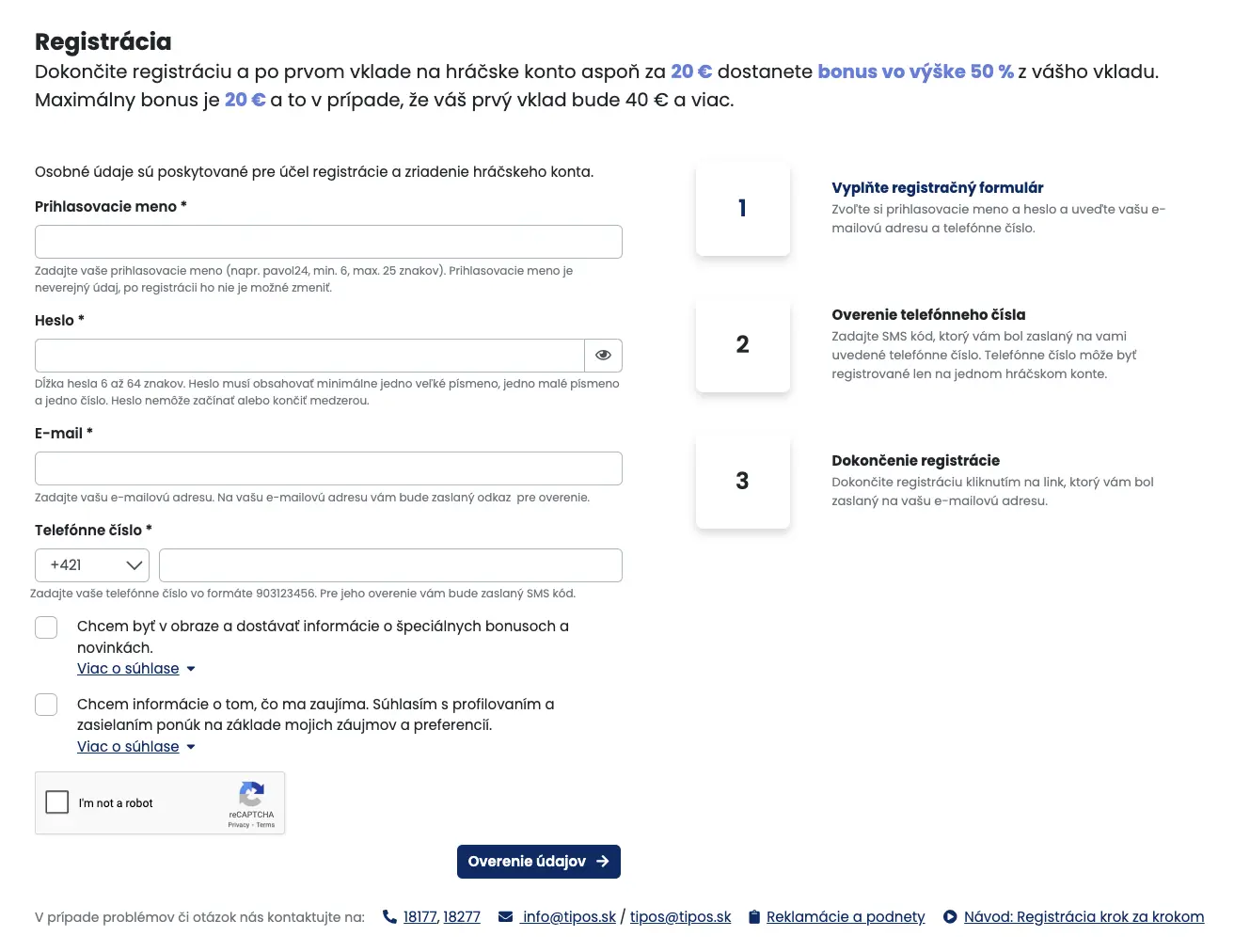 E-tipos sms casino registrácia