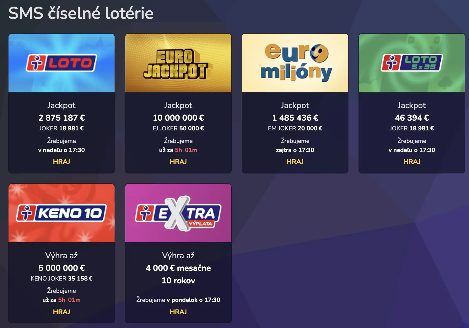 Tipovanie číselných lotérií cez SMS