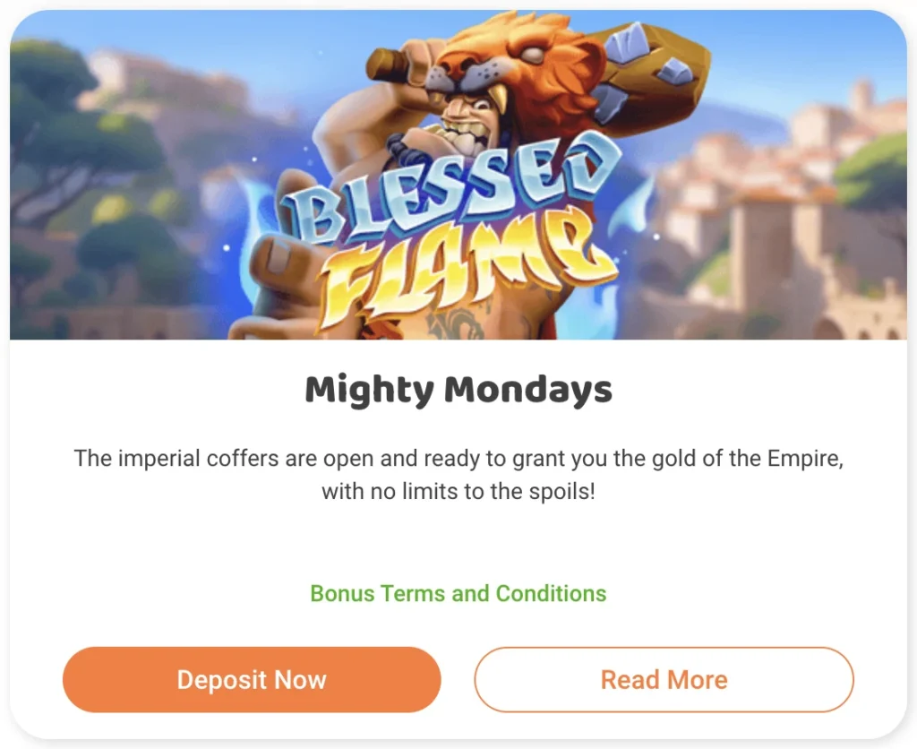 Mighty Mondays - 50 % bonus + 250 free spinov