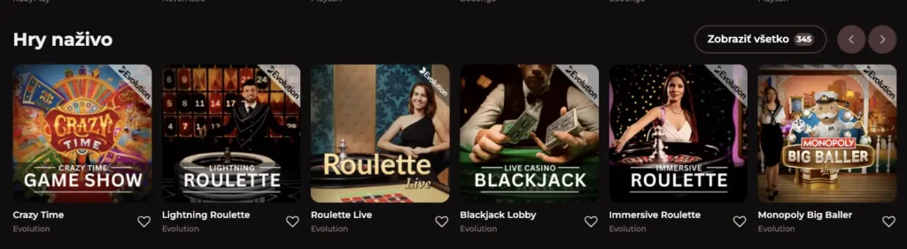 Live kasíno vo VinciSpin Casino