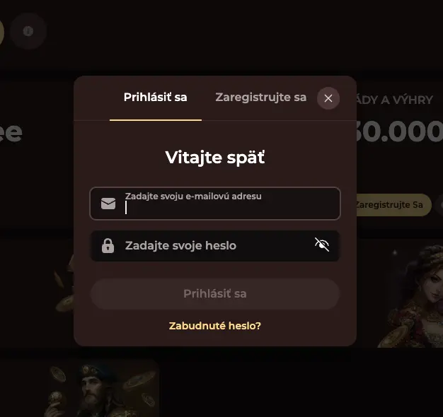 VinciSpin Casino Prihlásenie - Postup