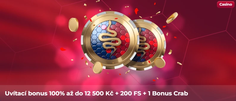 Uvítací bonus 500 € + 200 free spinov + 1 bonusový krab