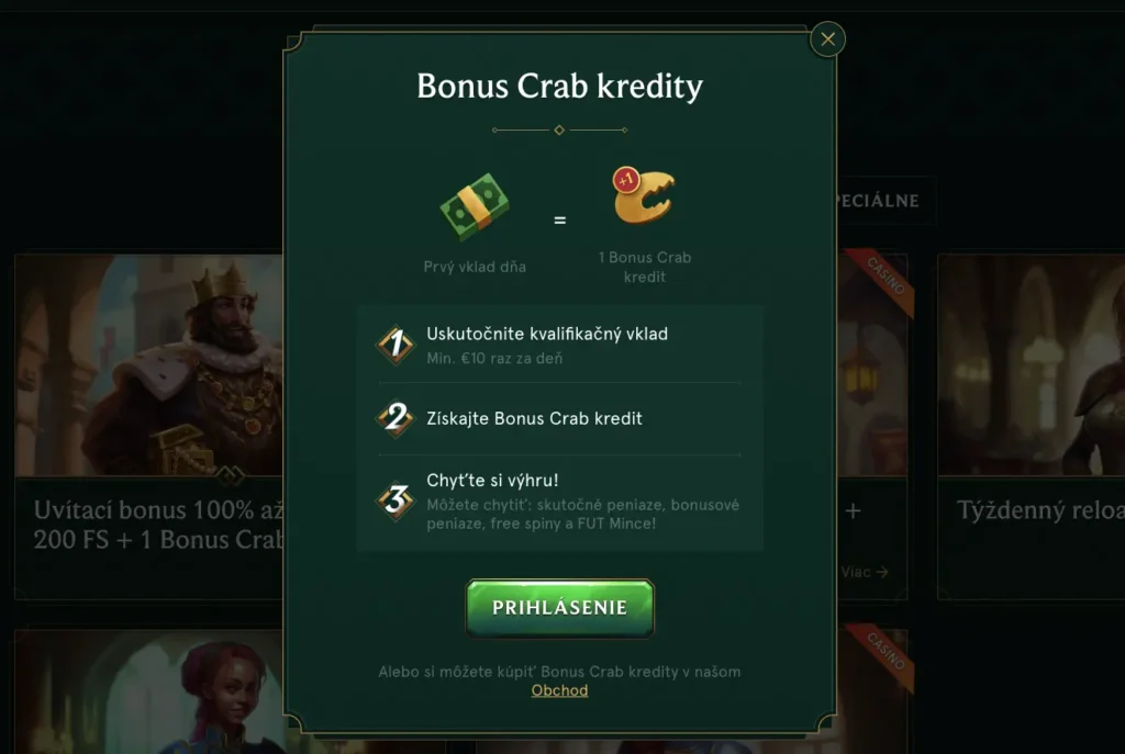 Casinia bonus crab