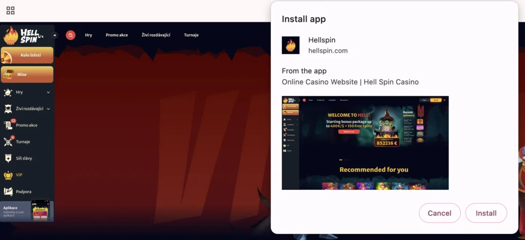 hellspin casino aplikácia