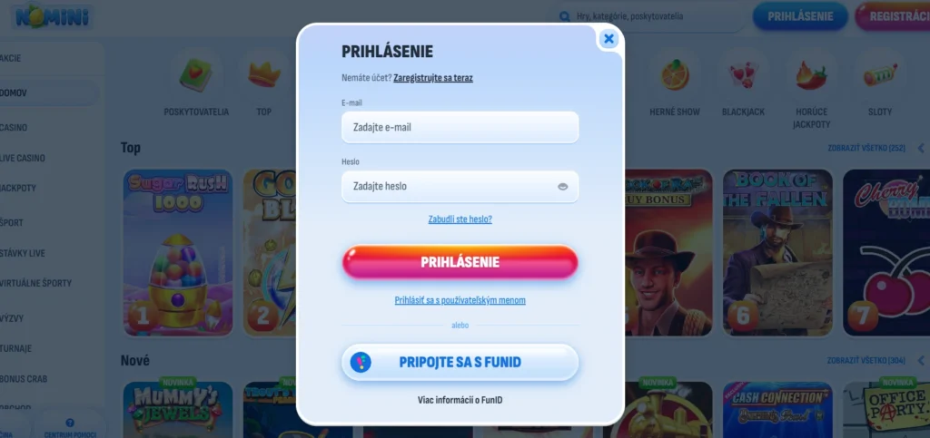 Nomini Casino prihlásenie