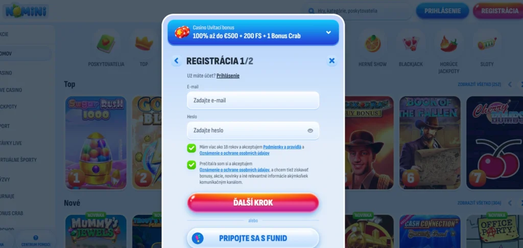Nomini Casino registrácia