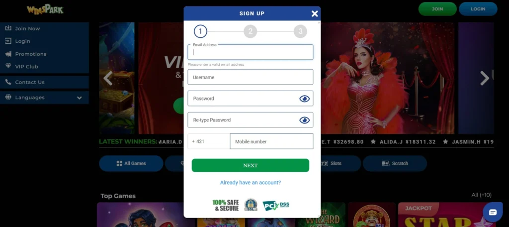 Winspark Casino Registracia