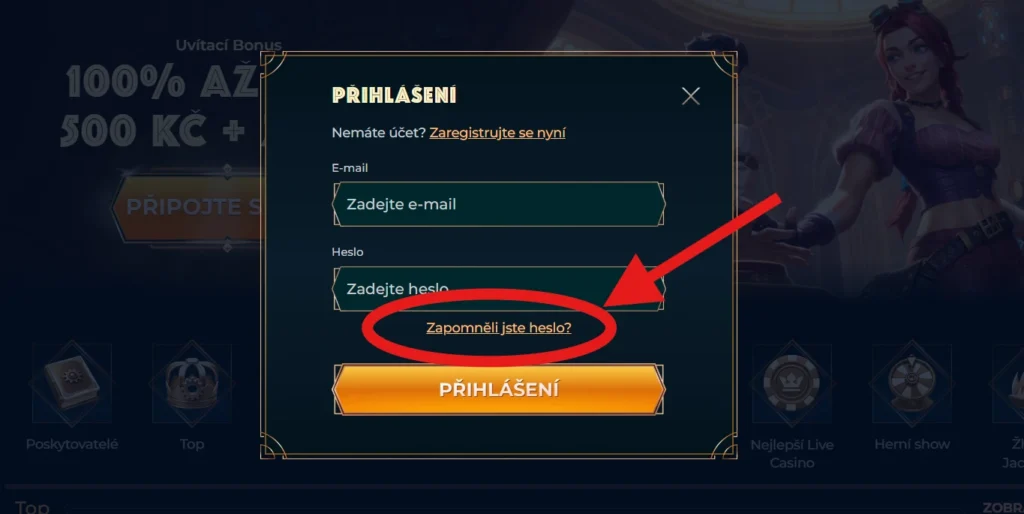 MonsterWin Casino obnova hesla