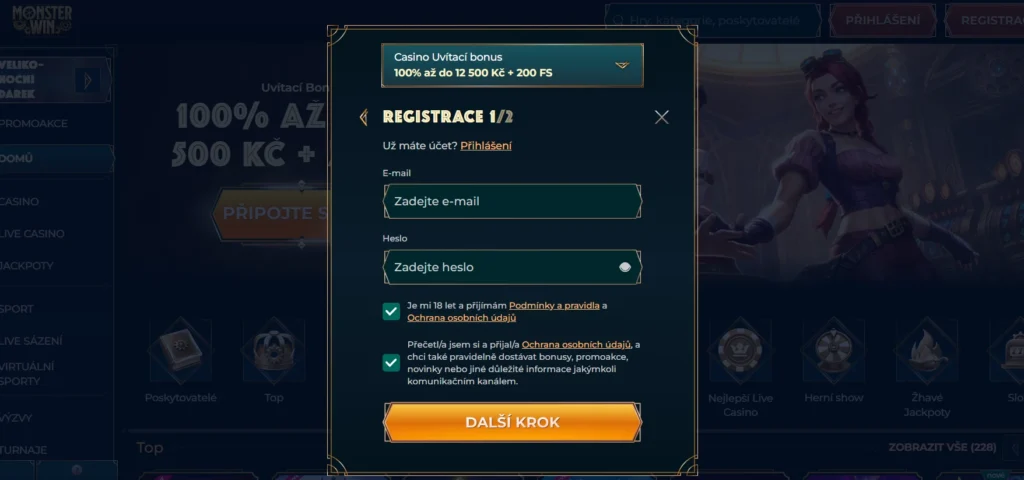 MonsterWin Casino registrácia