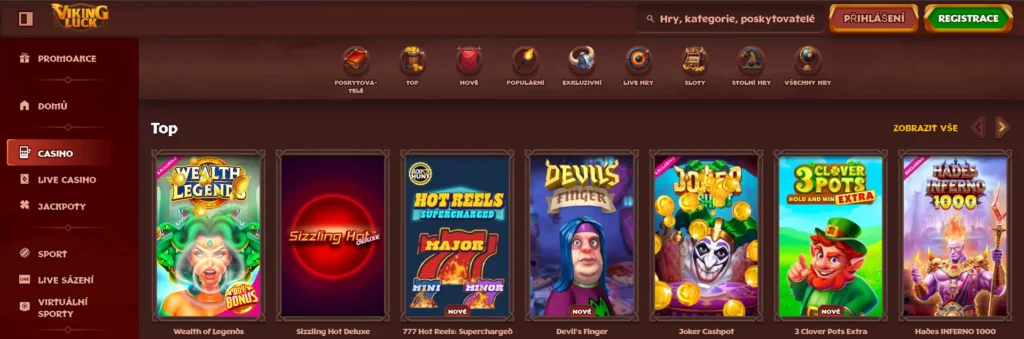 Viking Luck Casino menu