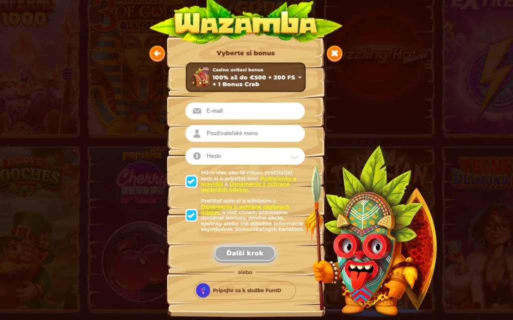 Bonus za registráciu od Wazamba Casino registrácia