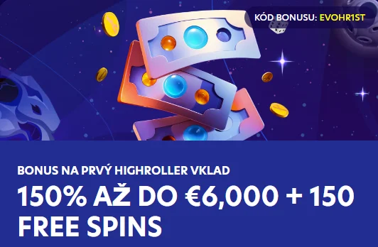 highroller vstupný bonus v EvoSpin Casino bonus 1