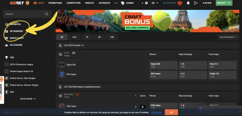 GGBet promocode postup