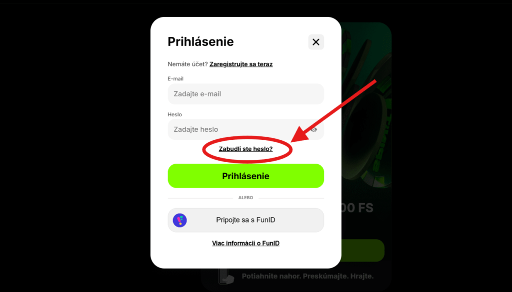 SpinIt Casino obnova hesla