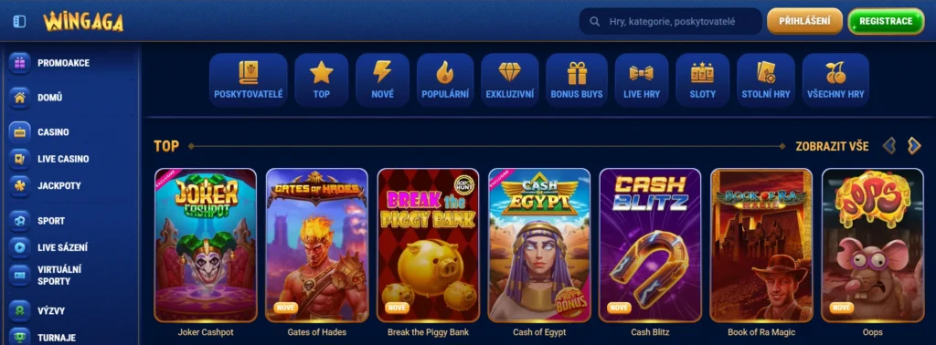 Víkendový reload bonus vo WinGaga Casino ponuka hier