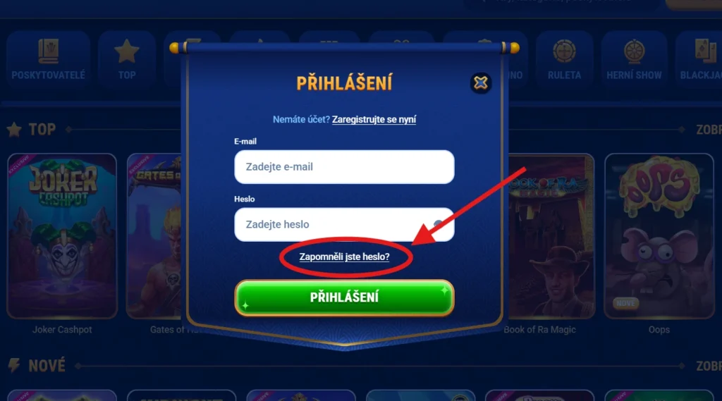 WinGaga Casino Obnova hesla