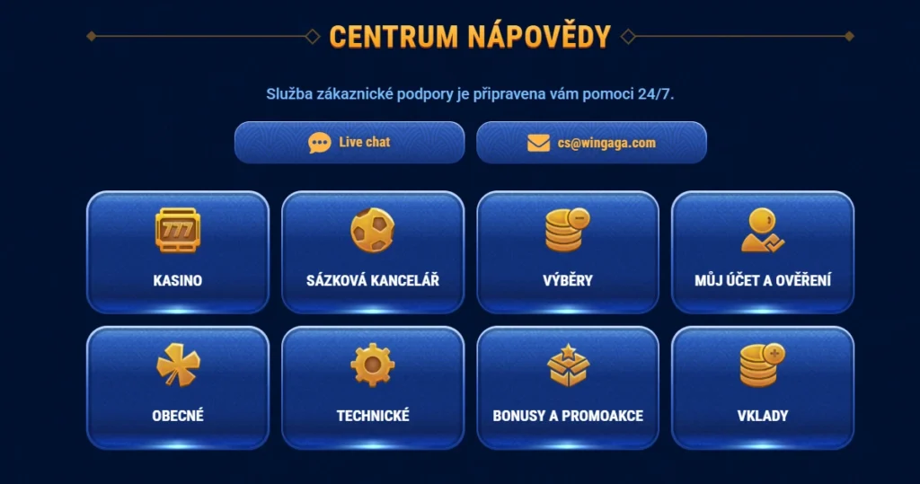 WinGaga Casino zรกkaznรญcka podpora