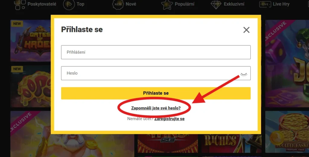Zet Casino obnova hesla