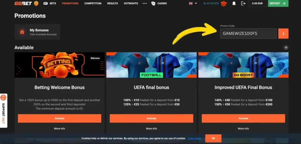 GGBet Casino promo kód