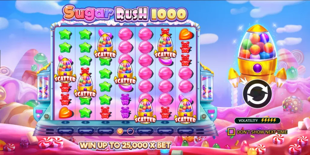 Víkendový balíček reload bonusov varianta C: 100% + 60 free spinov (hra: Sugar Rush 1000)