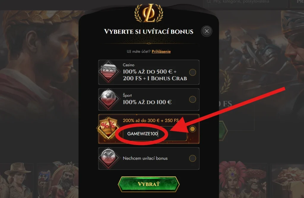 Legiano Casino gamewize100 promo kód