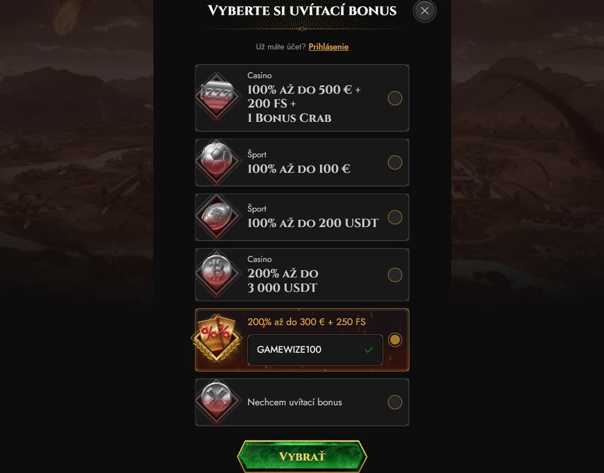 legiano casino promo kód GAMEWIZE100