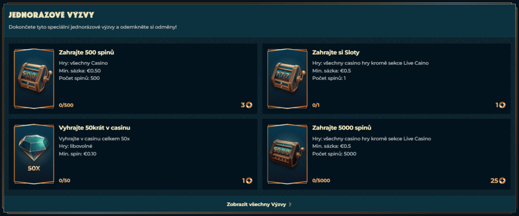 Výzvy v MonsterWin Casino jednorazové výzvy