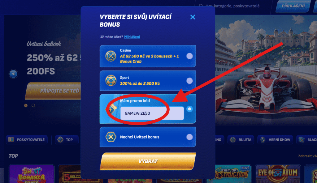 Wonaco Casino promo kód GAMEWIZE30