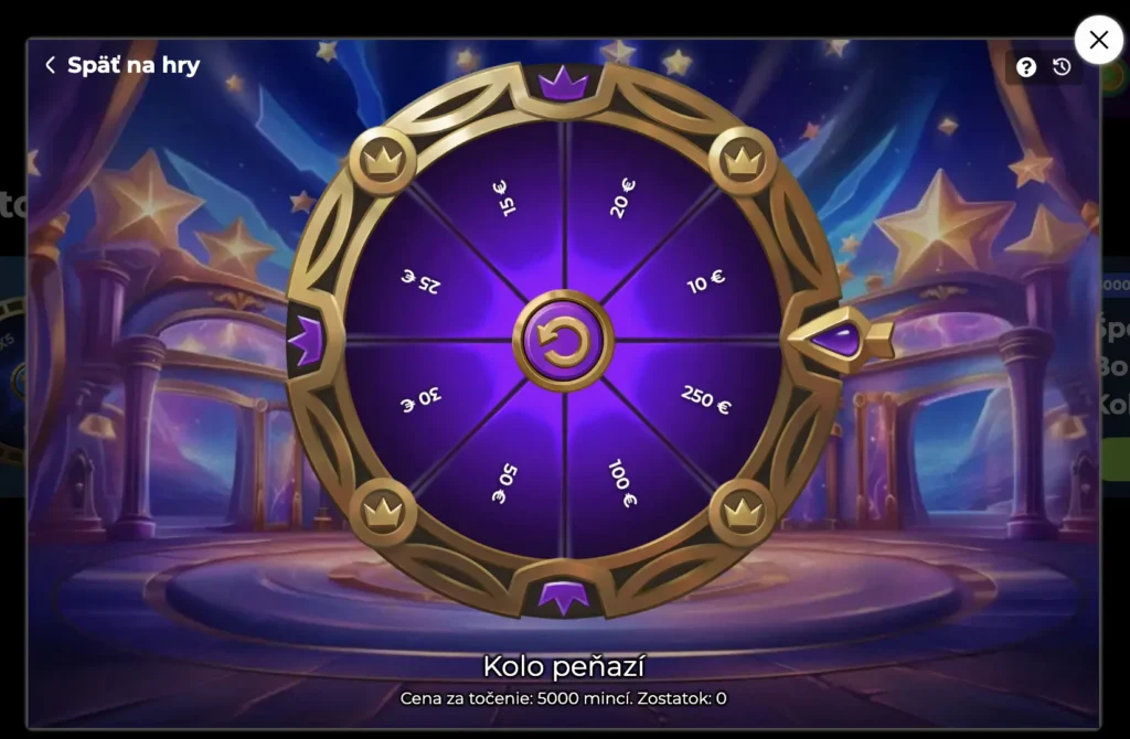 Koleso Peňazí (5 000 mincí/spin)