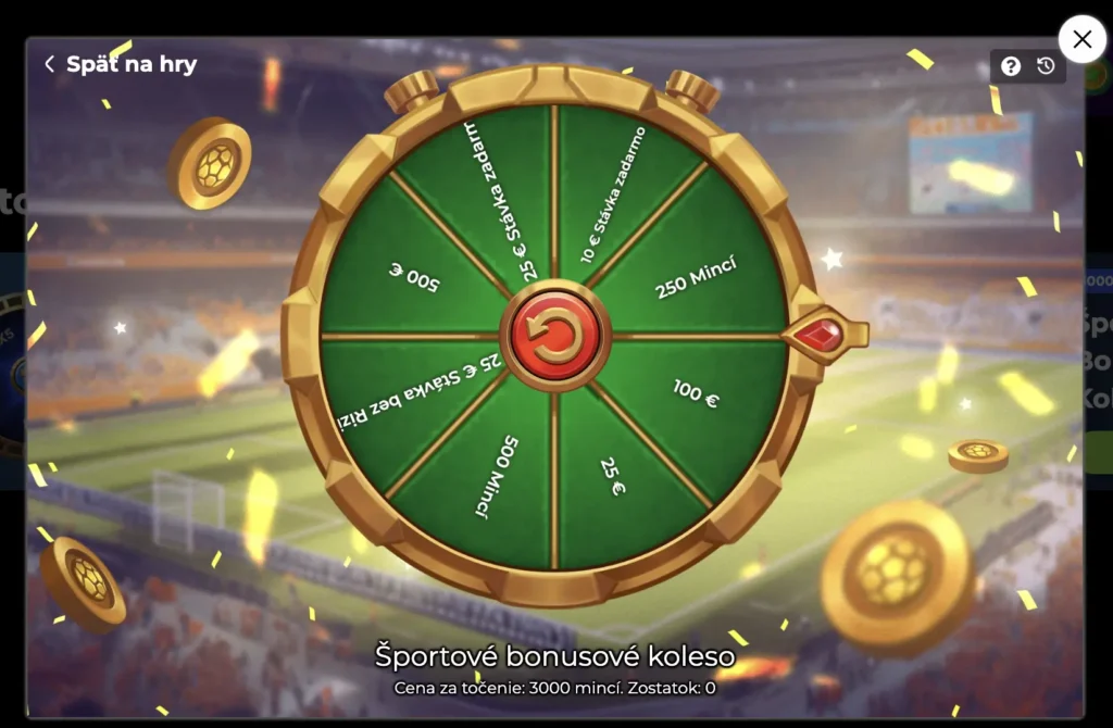 Športové bonusové koleso (3 000 mincí/spin)