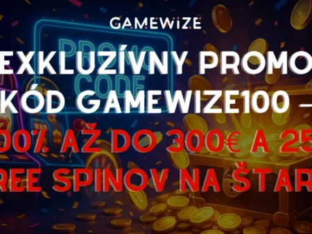 🎉 Exkluzívny promo kód pre vás: GAMEWIZE100 – 200% až  do 300€ a 250 free spinov na štart!