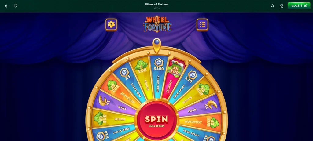 Casinia Koleso Šťastia Wheel of Luck