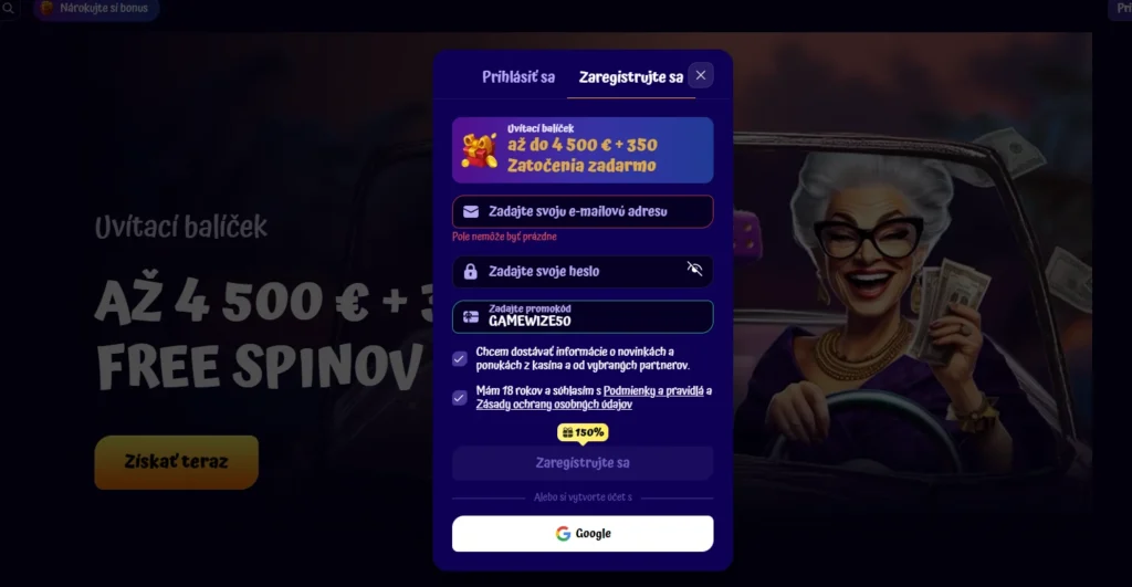 Spingranny Casino registrácia