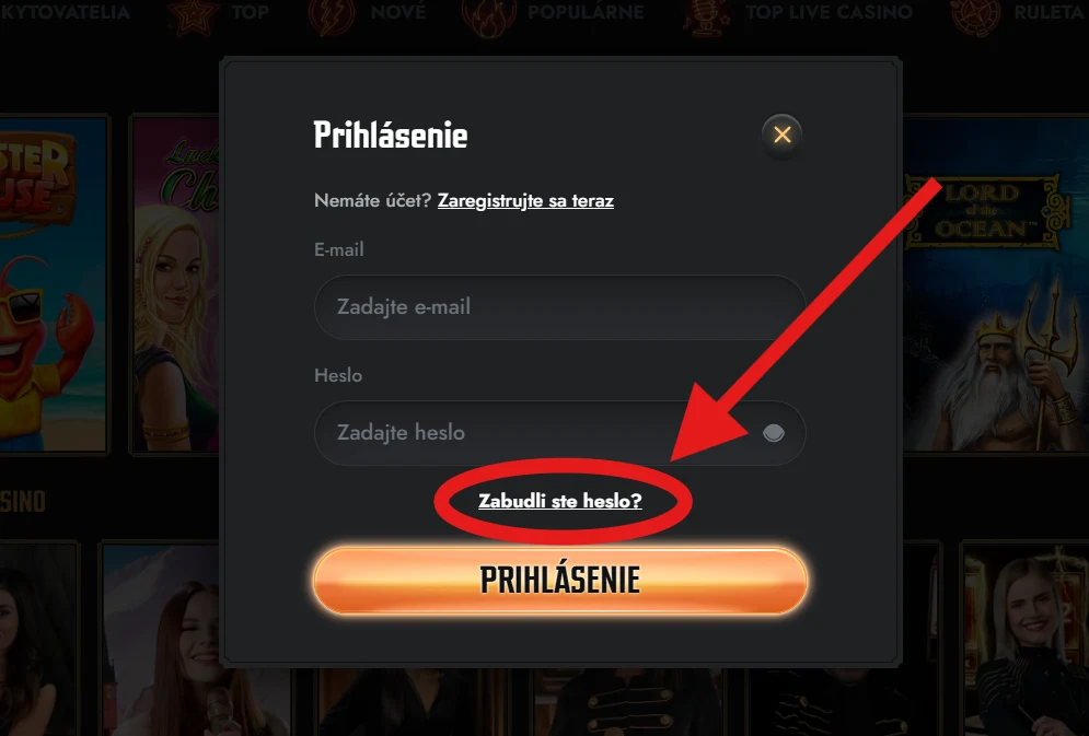 Gransino Casino obnova hesla