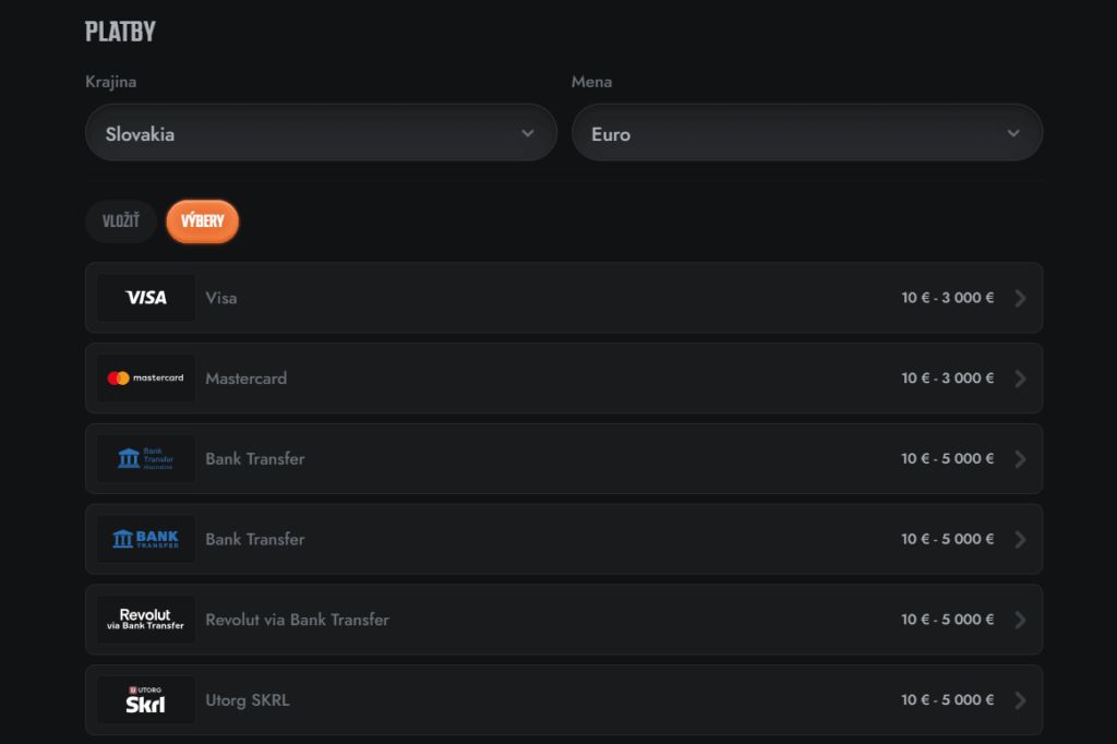 Gransino Casino platby