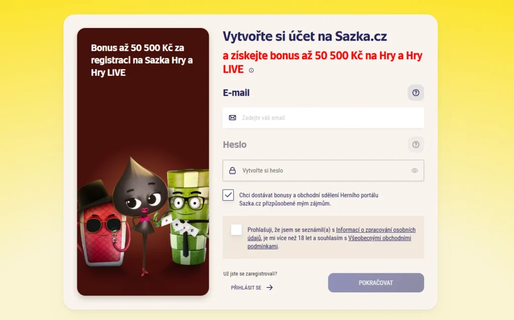 Sazka Hry registrácia