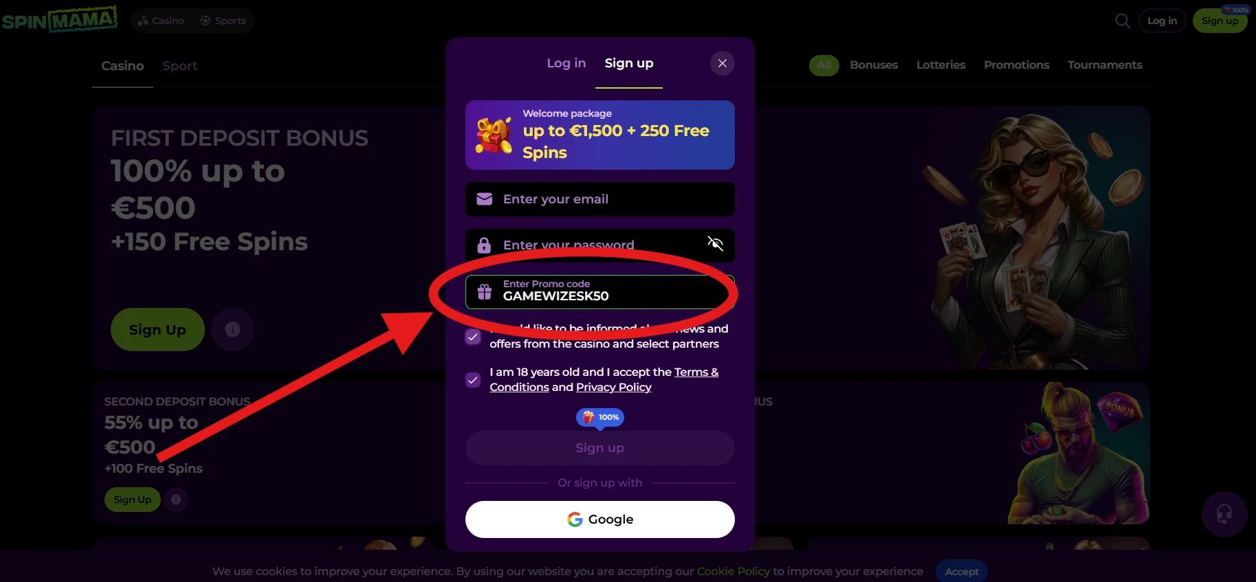 spiny zdarma promo kód spinmama casino