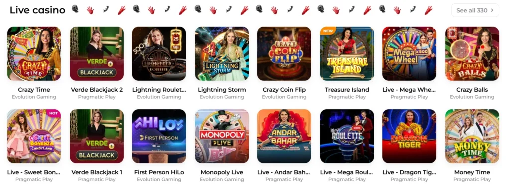 Verde Casino ponuka live kasína